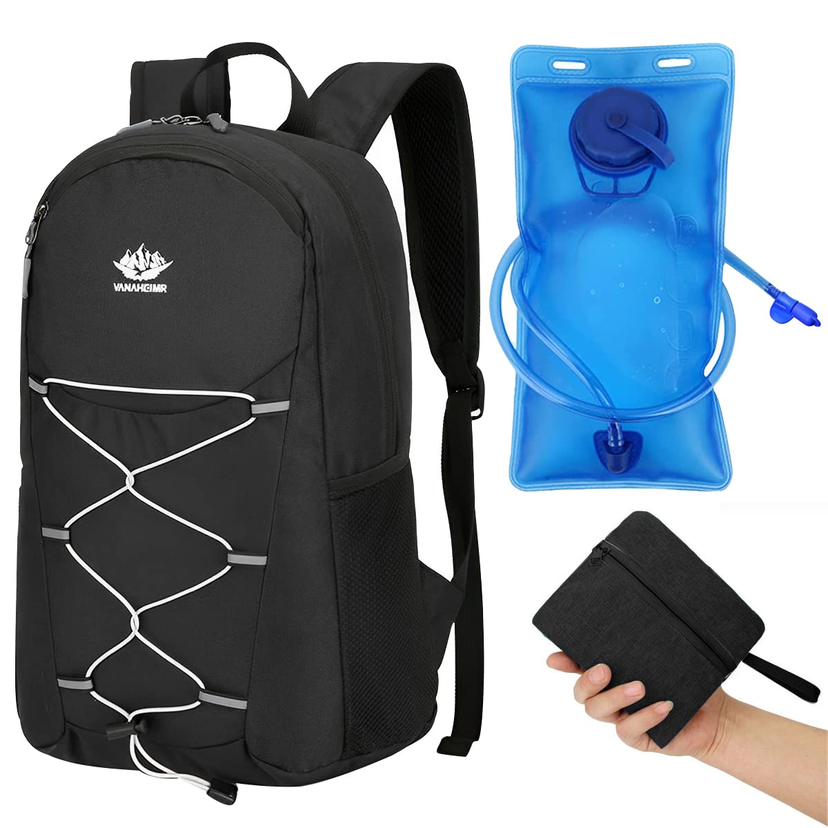 Optifit Ultra Lightweight Trekking Backpack, Foldable Waterproof Travel Pack for Hiking and Day Trips, 2L Water Bladder BPA Free, Travel Backpack For Camping, Trekking, Packable Daypack for Women Men Optifit Ultra Lightweight Trekking Backpack, Foldable Waterproof Travel Pack for Hiking and Day Trips, 2L Water Bladder BPA Free, Travel Backpack For Camping, Trekking, Packable Daypack for Women Men
